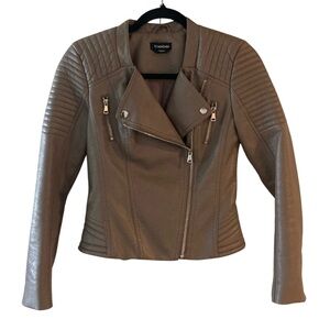 Bebe Taupe Moto Jacket Size XXS